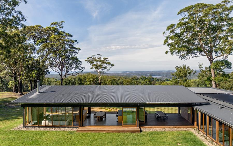 The rooflines among the trees