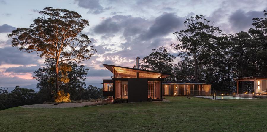 The house under a dusk sky