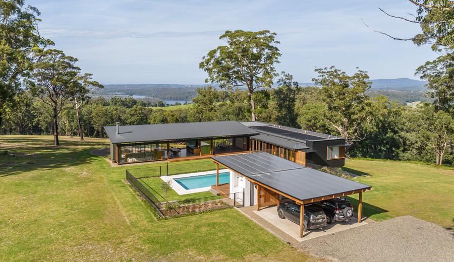 The house and pool from the hill
