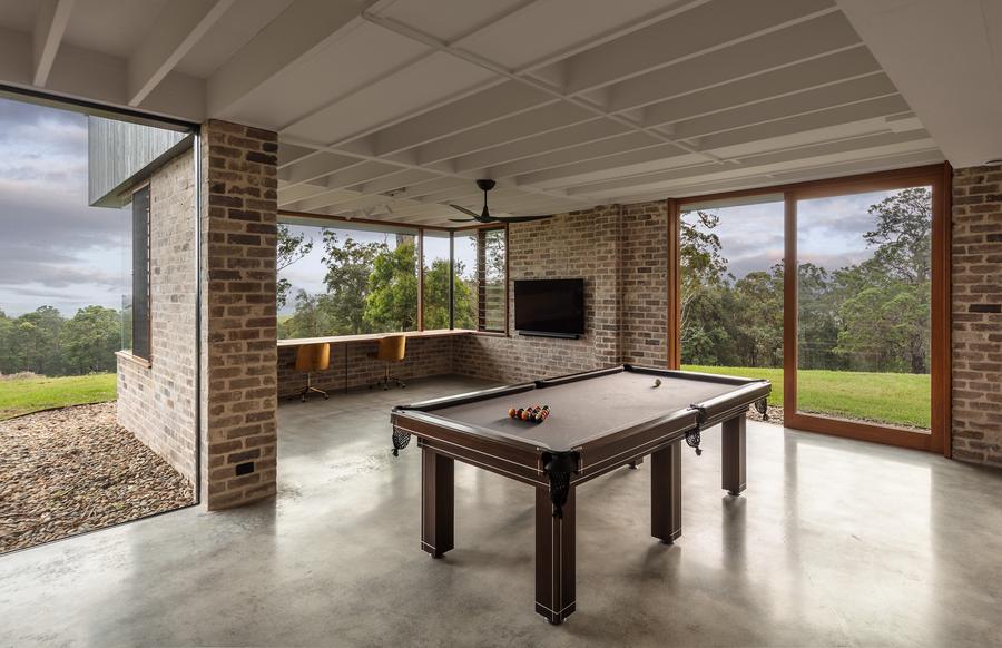 Rumpus room with billiard table