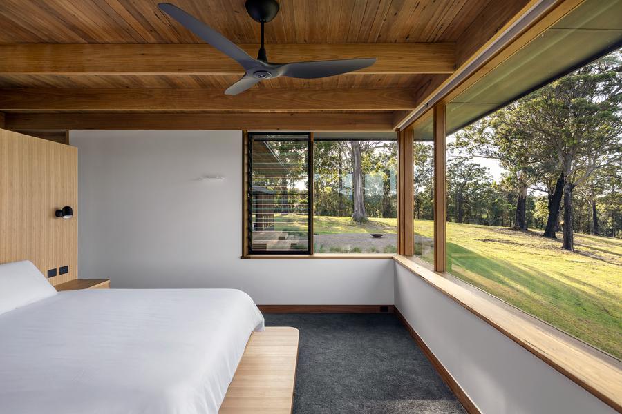 Master bedroom looking out over the lawn